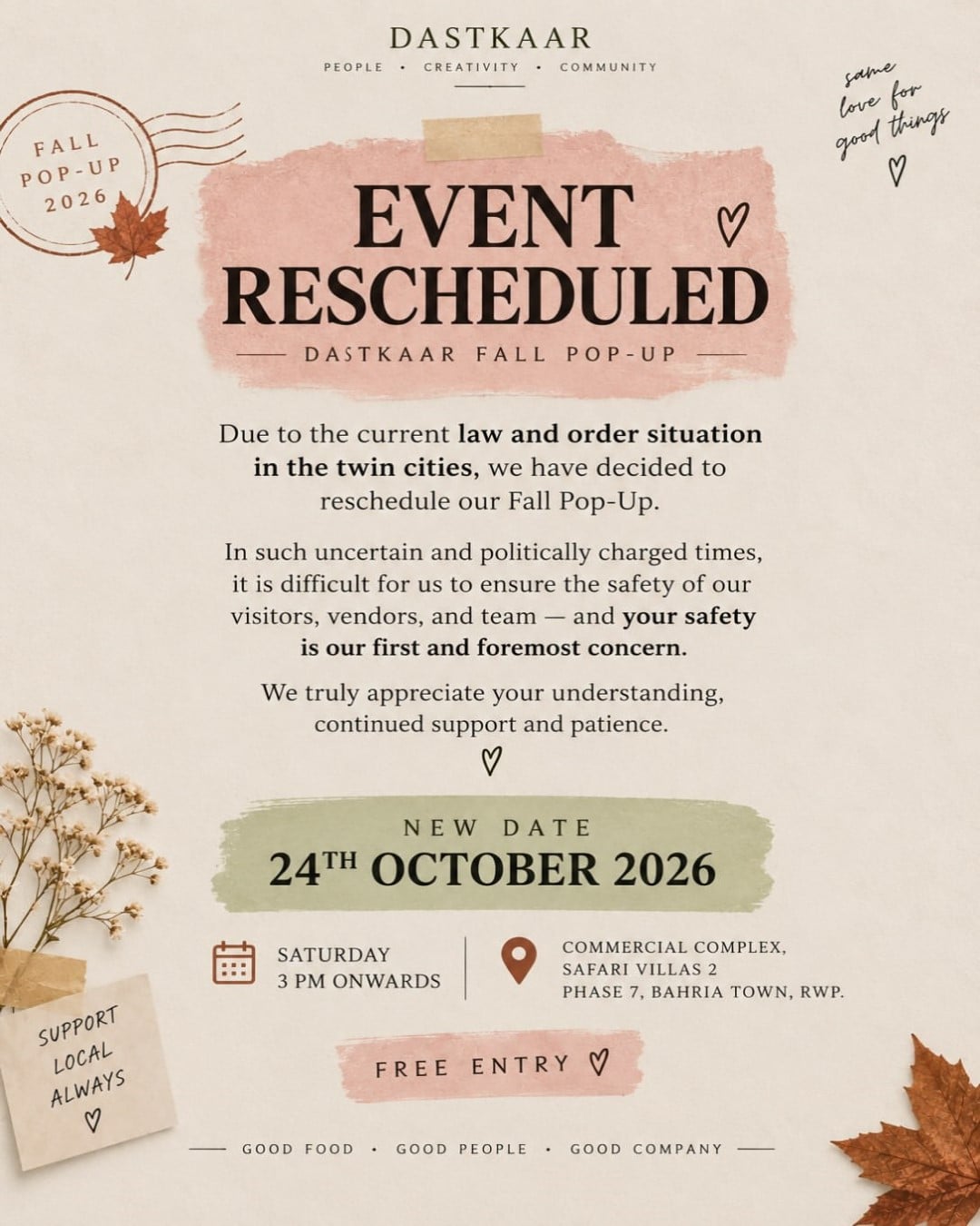 Dastkaar Annual Fall Popup 2026, Islamabad