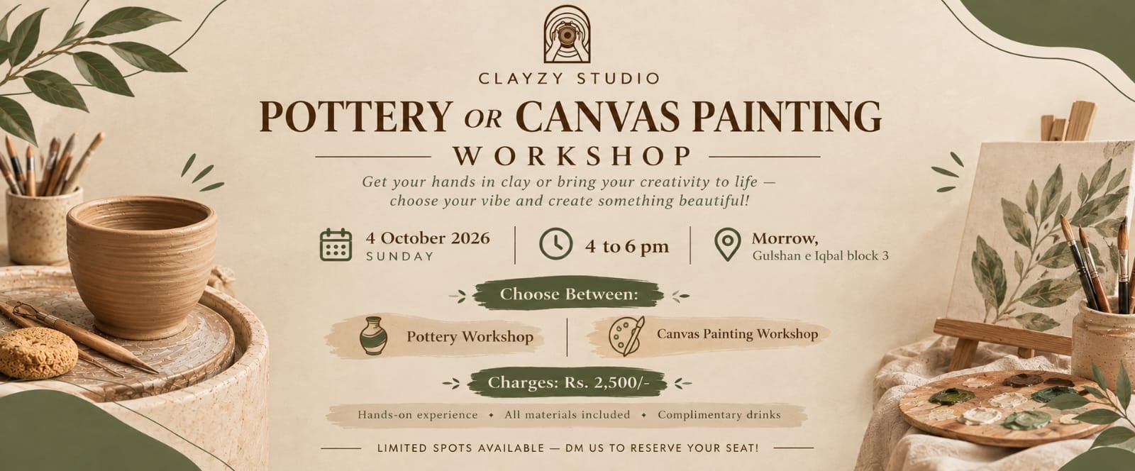 Pottery and canvas painting (Clayzy Studio), Karachi